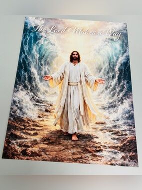 Religious Wall Art Poster - The Lord Makes a Way - White and Blue